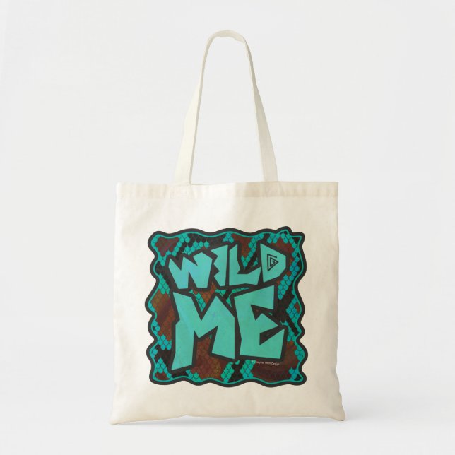 Bolsa Tote Wild Me Cobra Brown e Teal Impressão (Frente)