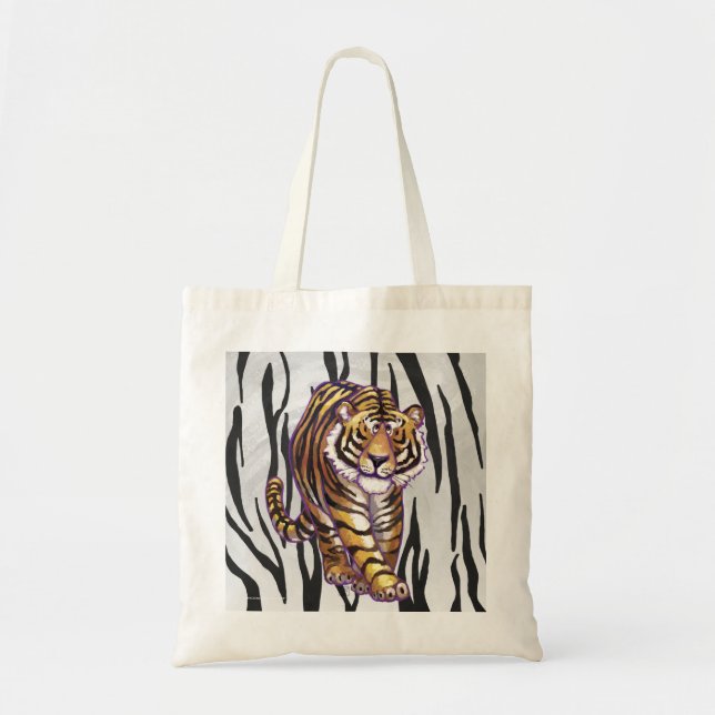 Bolsa Tote Wild Me Tiger Black and White Impressão (Frente)