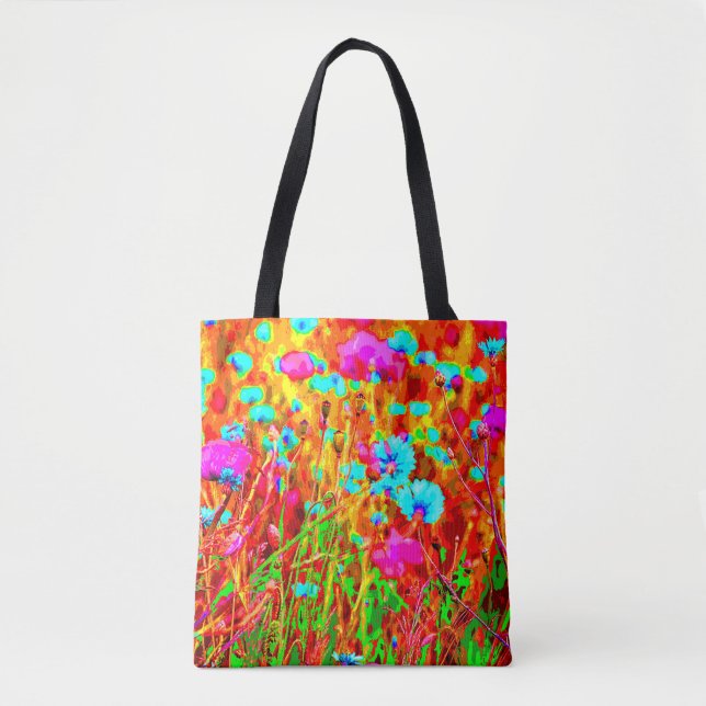 Bolsa Tote Wild Meadow em Bloom Pop Art (Frente)