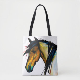 Bolsa Tote Wild Pony   Cavalo de Aquarela
