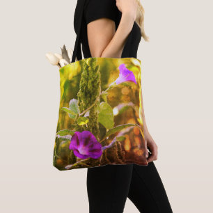 Bolsa Tote Wild Purple Morning Glory Flowers Abstract