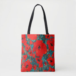Bolsa Tote Wild Red Poppy Field