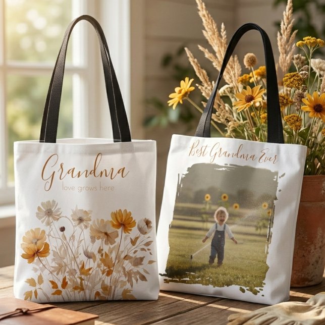 Bolsa Tote Wildflower Botanical Photo Grandma (wildflower botanical photo grandma tote bag)