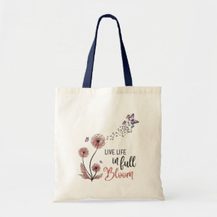 Bolsa Tote Wildflower cita "Live life in cheio bloom"