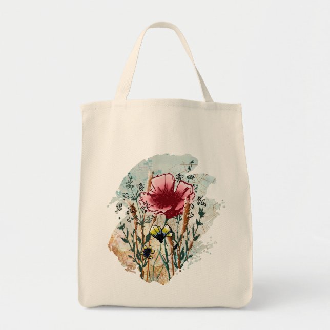 Bolsa Tote Wildflower Paint Splatter Tote Bag (Frente)