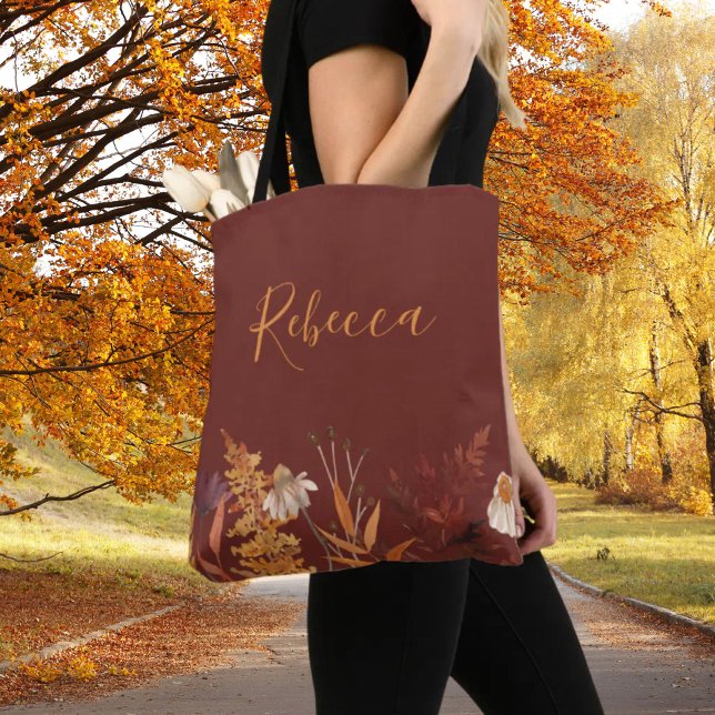 Bolsa Tote Wildflower Terracotta Autumn Wedesmaid (Wildflower Terracotta Autumn Wedding Bridesmaid Tote Bag)