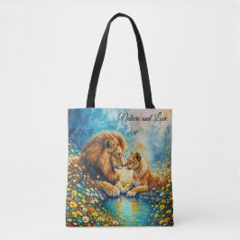 Bolsa Tote Wildlife Lion Lioness fantasia arte romântica