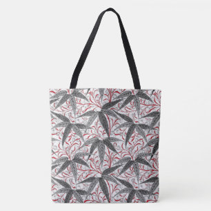Bolsa Tote William Morris Bamboo Impressão, Cinza e Branco