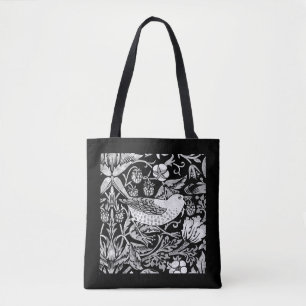 Bolsa Tote William Morris Bird & Flower Azulejo, preto e bran