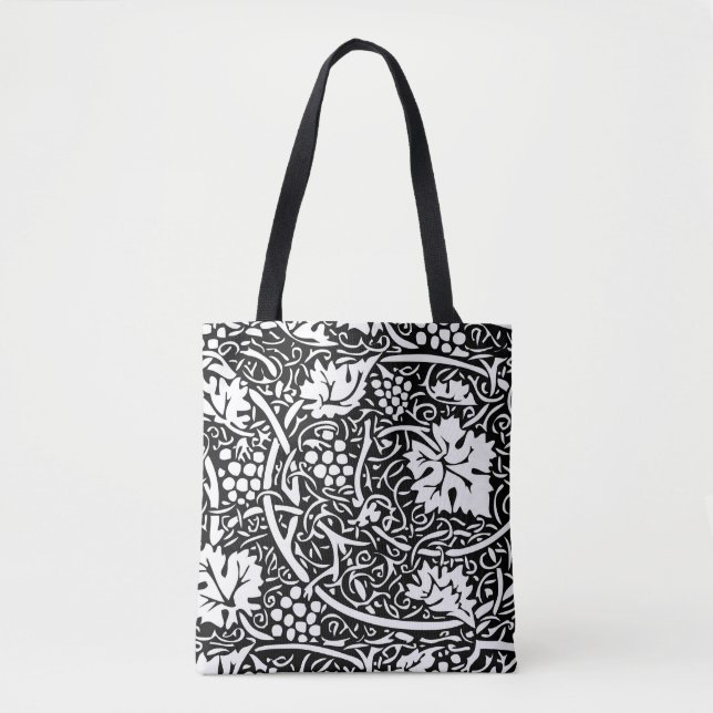 Bolsa Tote William Morris Black White Grape Vine (Frente)