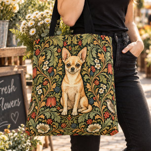 Bolsa Tote William Morris Chihuahua Floral Vintage