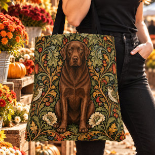 Bolsa Tote William Morris Chocolate Lab Floral Vintage