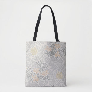 Bolsa Tote William Morris Coral & Sage Green Larkspur Pattern