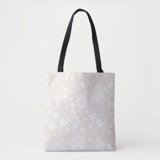Bolsa Tote William Morris Floral Patterno na Sepia (Frente)