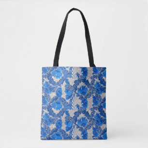 Bolsa Tote William Morris Floral, Sapphire Blue e Cinzas