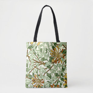 Bolsa Tote William Morris - Honeysuckle em verde e Dourado