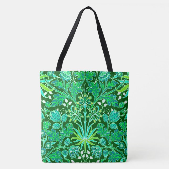 Bolsa Tote William Morris Hyacinth Impressão, Emerald Green (Frente)