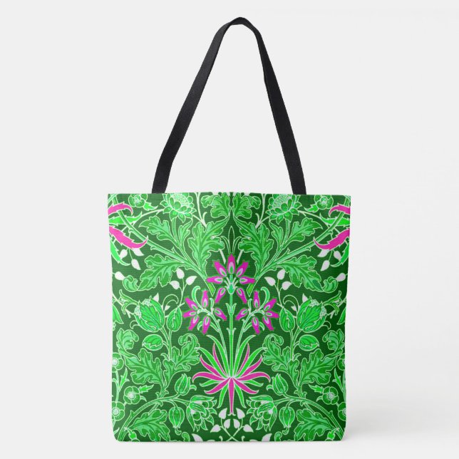 Bolsa Tote William Morris Hyacinth Impressão, Verde limão (Frente)