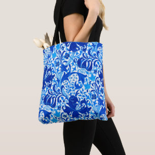 Bolsa Tote William Morris Iris e Lily, Cobalt Blue