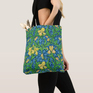 Bolsa Tote William Morris Irises, Amarelo e Azul Cobalto