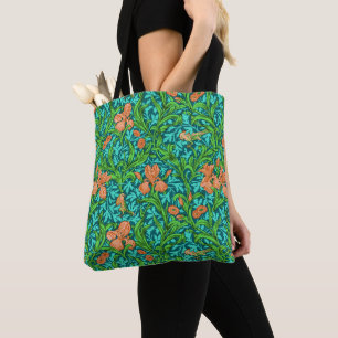 Bolsa Tote William Morris Irises, Orange e Turquoise