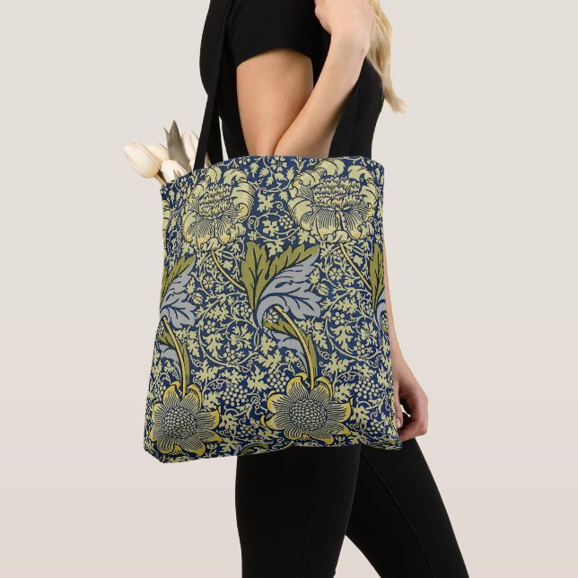 Bolsa Tote William Morris Kennet Floral Wallpaper Azul (Close Up)