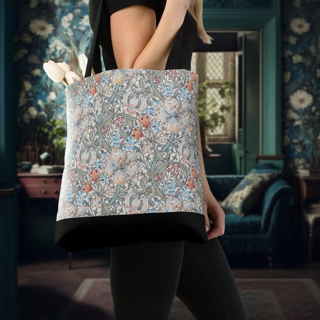 Bolsa Tote William Morris Lily Art Nouveau Floral Dois-Tom (Criador carregado)