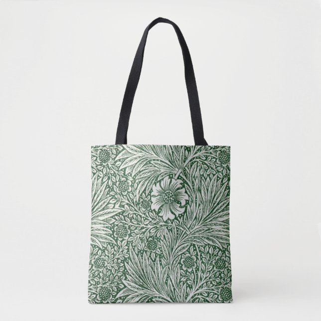 Bolsa Tote william morris marigold verde floral flor (Frente)