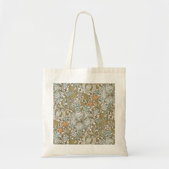 Bolsa Tote William Morris Ouro Lily Blue Dourado Classic (Frente)
