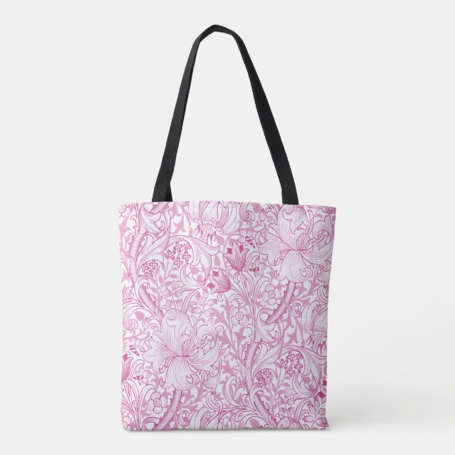 Bolsa Tote William Morris Ouro Lily Floral Patterno (Verso)