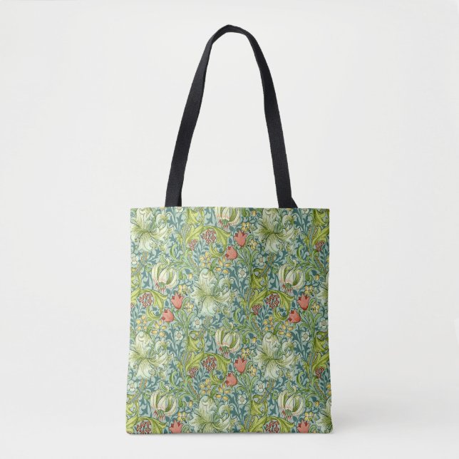 Bolsa Tote William Morris Ouro Lily Vintage Pattern (Frente)