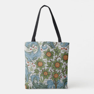 Bolsa Tote William Morris Vintage Floral Amarelo Verde Azul