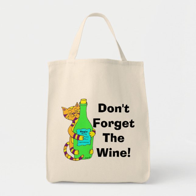 Bolsa Tote Wineycat "não esquece o vinho!" Saco de compras (Frente)