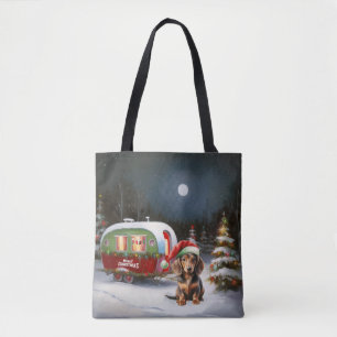 Bolsa Tote Winter Dachshund Caravan Christmas Adventure