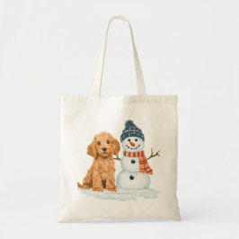 Bolsa Tote Winter Goldendoodle Dog Cute Snowman