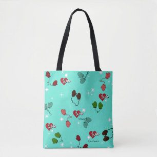 Bolsa Tote Winter Love Mittens e Snowflake Patternos