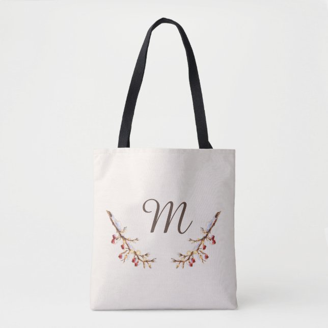 Bolsa Tote Winter Pinecone & Berry  Monogram (Frente)
