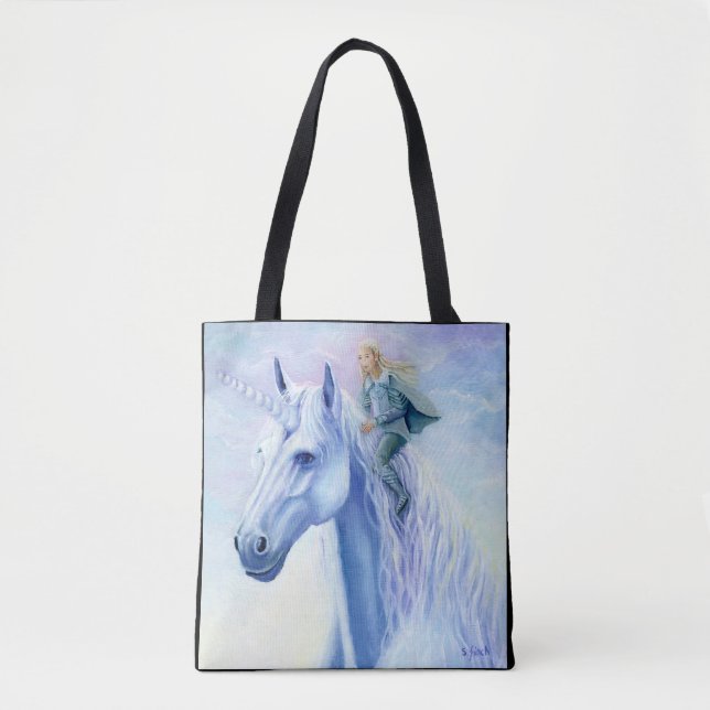 Bolsa Tote Winter Unicorn Elf Rider (Frente)
