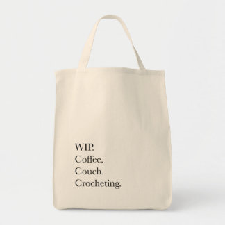 Bolsa Tote WIP. Café. Sofá. Crocheting.