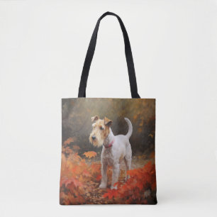 Bolsa Tote Wirefox Terrier em Folhas Caídas de Outono Inspira