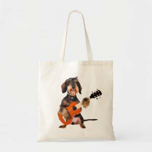 Bolsa Tote Wirehair Dachshund Tocando Violão Acústico