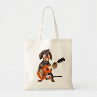 Bolsa Tote Wirehair Dachshund Tocando Violão Acústico
