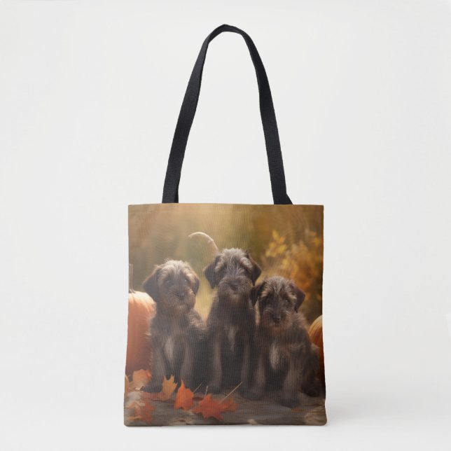 Bolsa Tote Wirehaired Pointing Griffon Puppy Autumn (Frente)