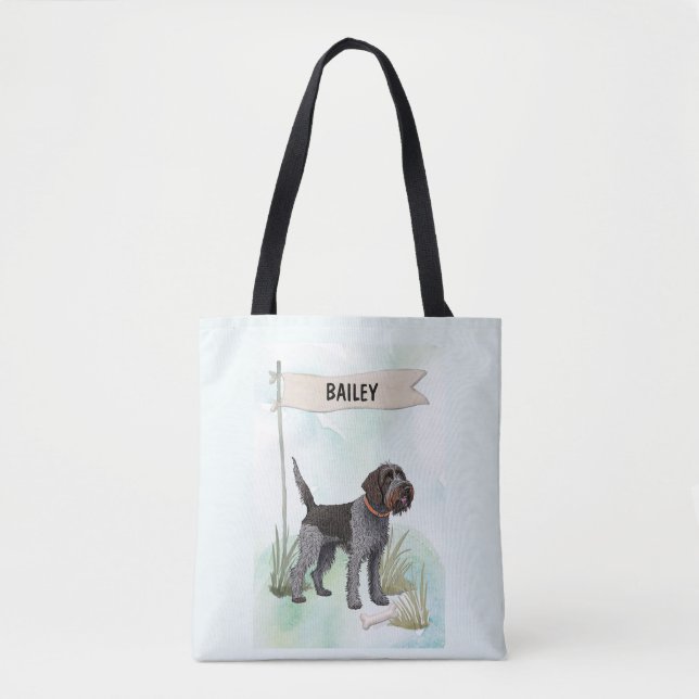 Bolsa Tote Wirehaired Pointing Griffon Watercolor Personalize (Frente)