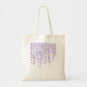 Bolsa Tote wisteria púrpura em aquarela florida 2021