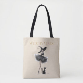 Bolsa Tote Witchy Vibes Light Edition – Gothic Witch & Cat