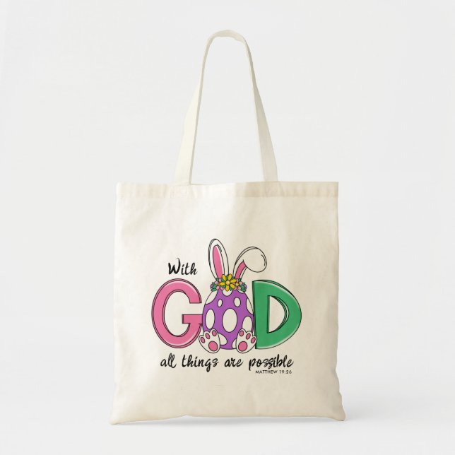 Bolsa Tote With God All Things Are Possible Easter Tote Bag (Frente)