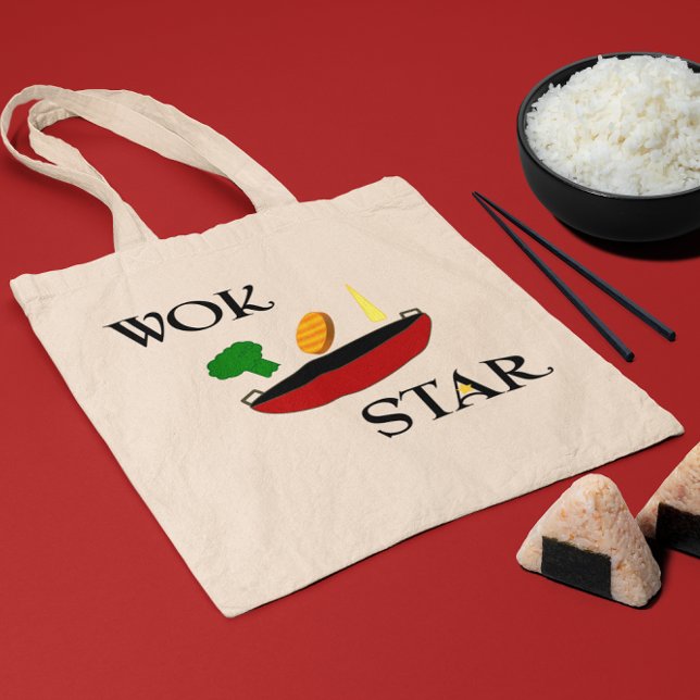 Bolsa Tote Wok Star Veggie Chef Funny (Criador carregado)