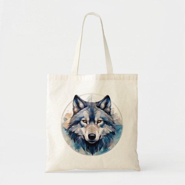 Bolsa Tote Wolf Geométrico Watercolor (Frente)