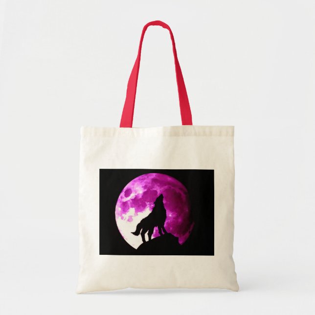 Bolsa Tote Wolf Howling na Lua (Frente)